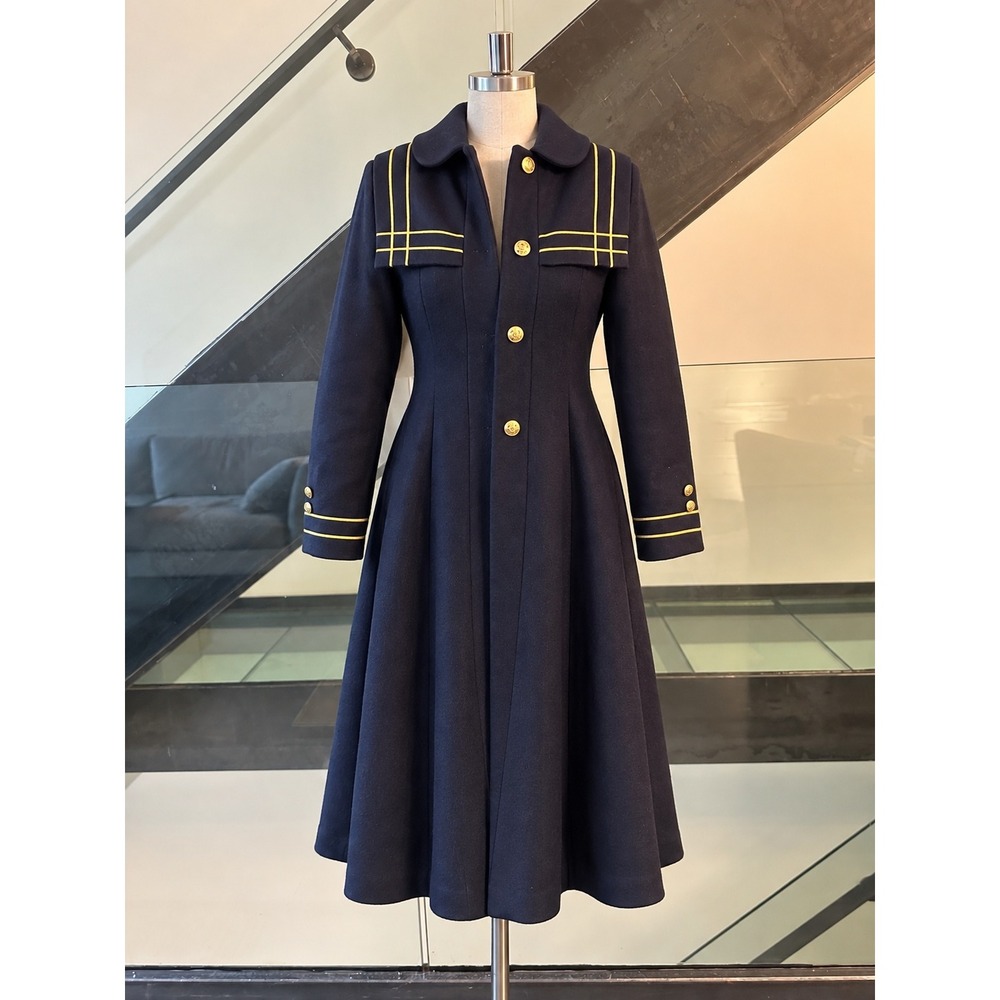 Vintage Rothschild Navy Sailor Coat Gold Trim Nautical Wool Blend ILGWU USA